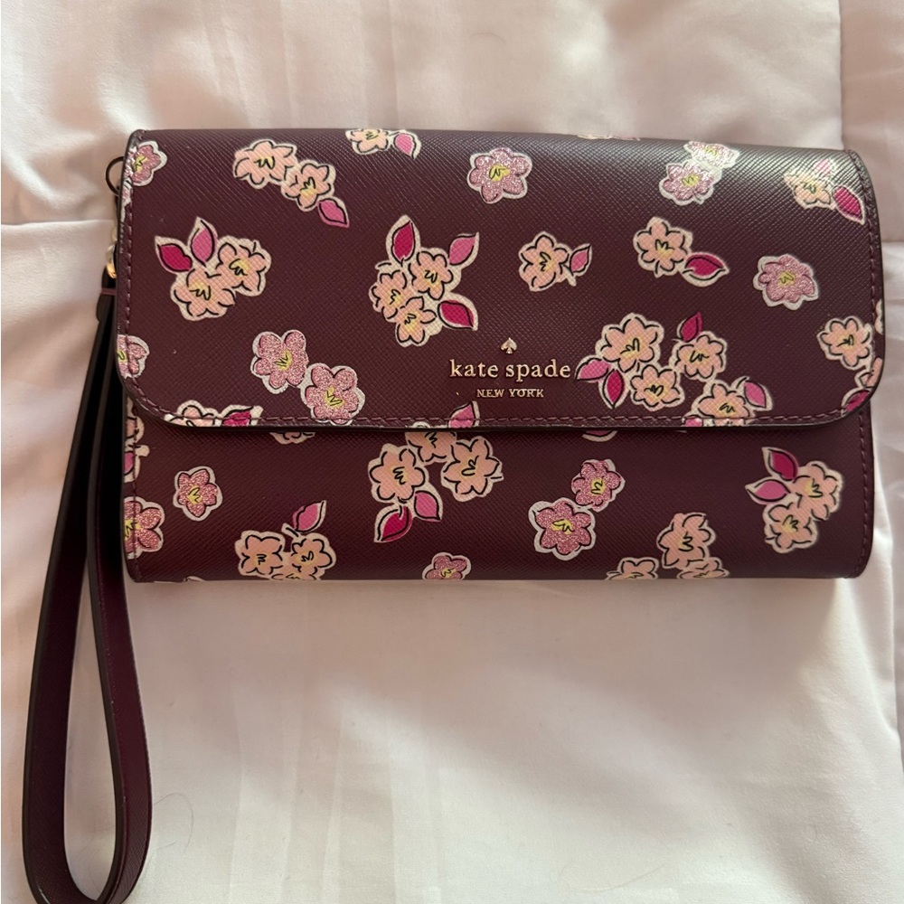 Kate Spade Floral Burgundy Clutch